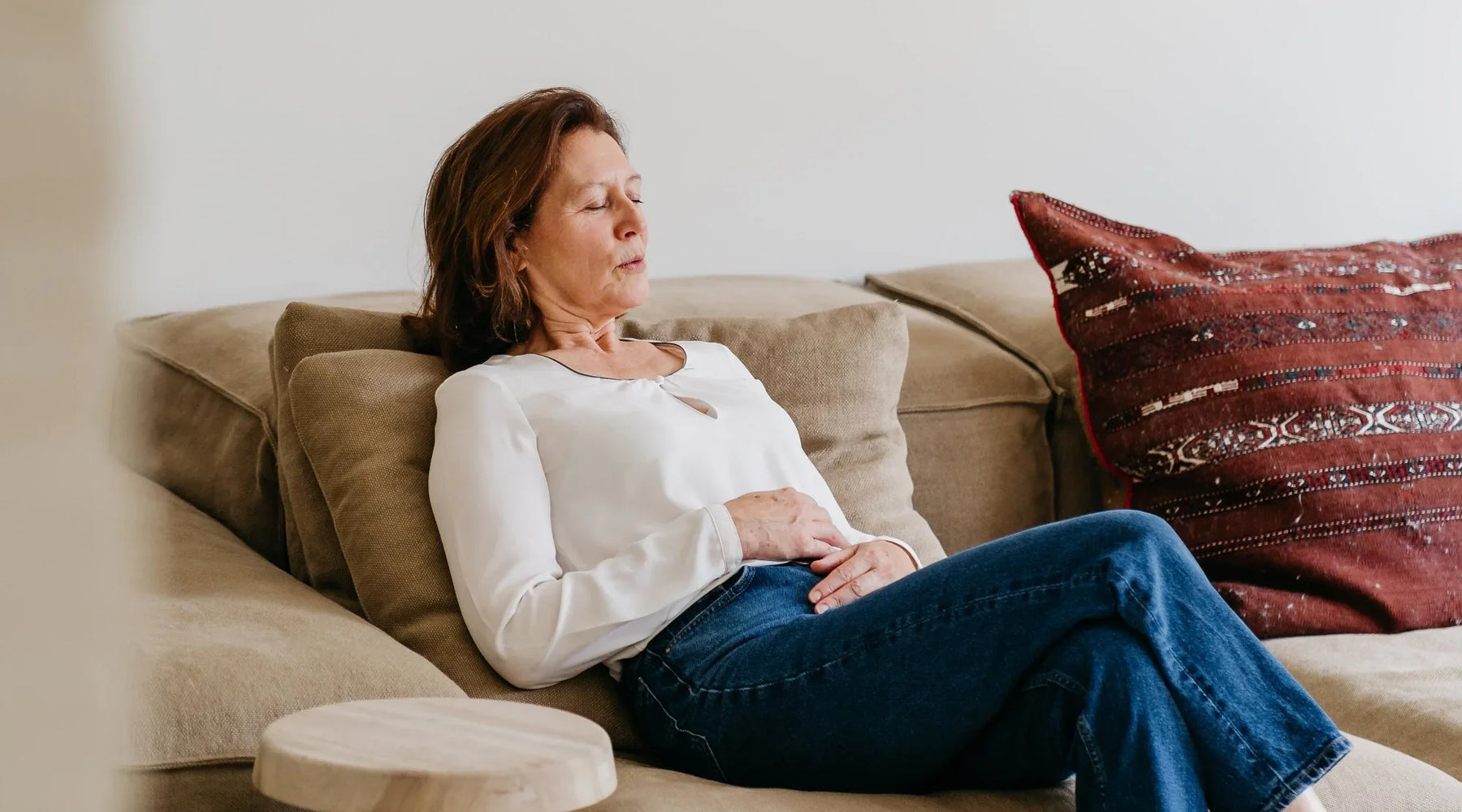 middle age woman breathing